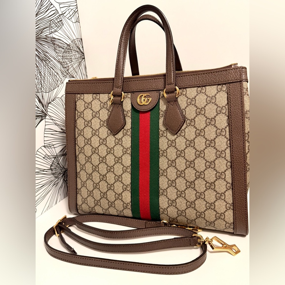 Gucci Monogram Supreme Ophidia Medium Tote – Authenticated – Excellent Condition